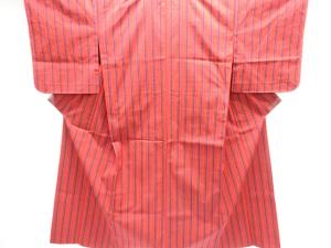 未使用品　縞織り出し手織り紬単衣着物